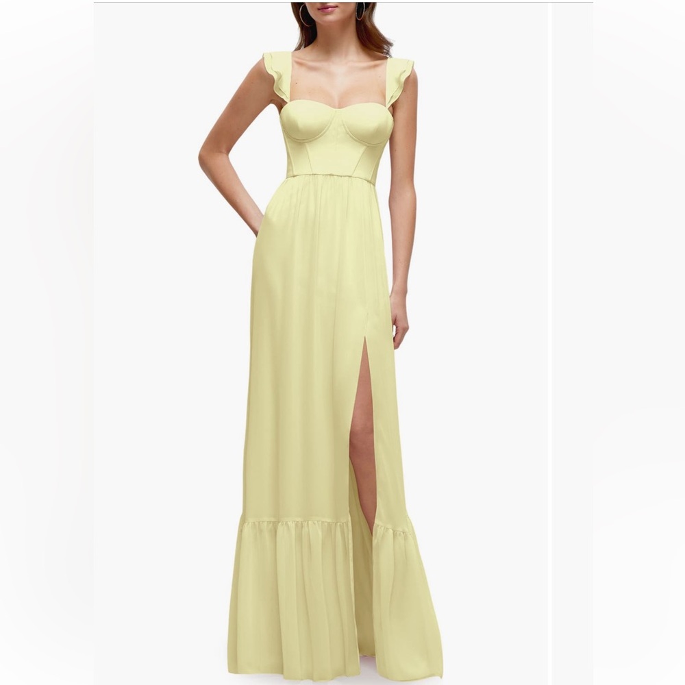 Dessy Collection Butter Yellow Maxi Dress